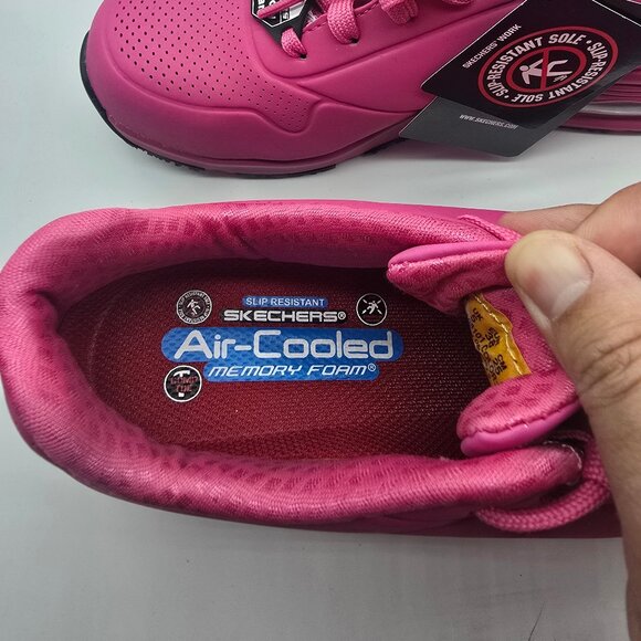 Skechers Deloney Comp Toe Memory Foam Work Sneakers Hot Pink 8 - Picture 6 of 9